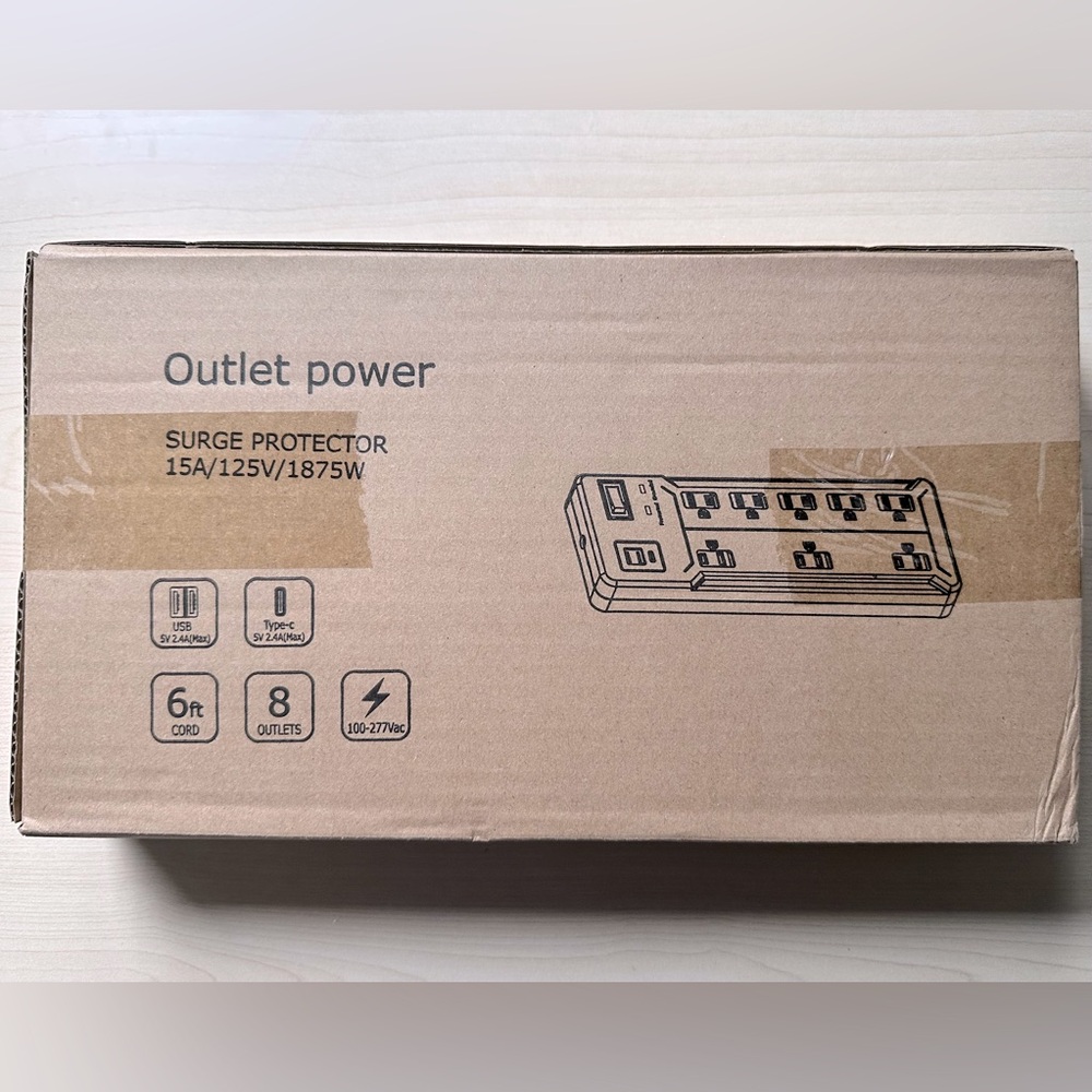 Outlet Power Surge Protector - Black - With USB & Type C Ports